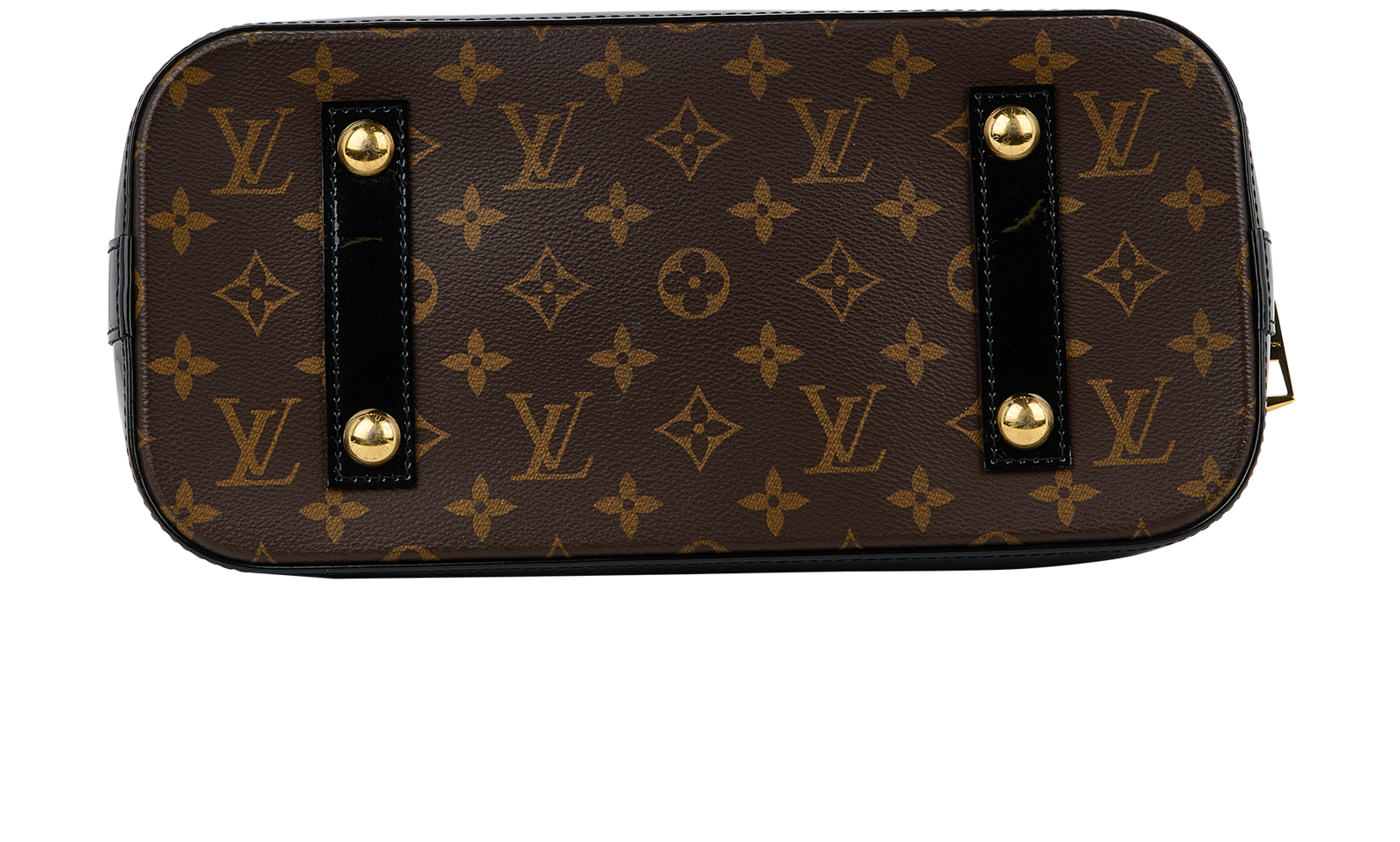 Alma PM Vernis, &pound;1,200, Handbags, Black/Brown, Canvas/Patent Leather, Top view